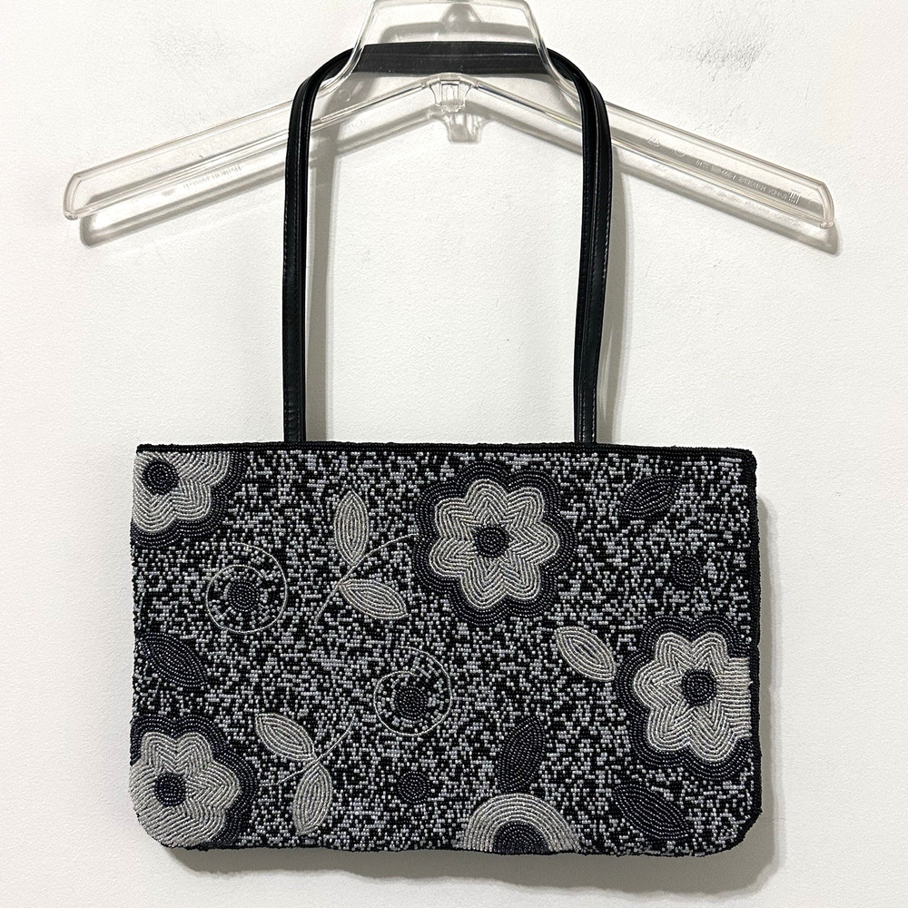 Another Y&S Original Micro Beaded Floral Tote Purse Shoulder Bag‎ Party Y2K Zip